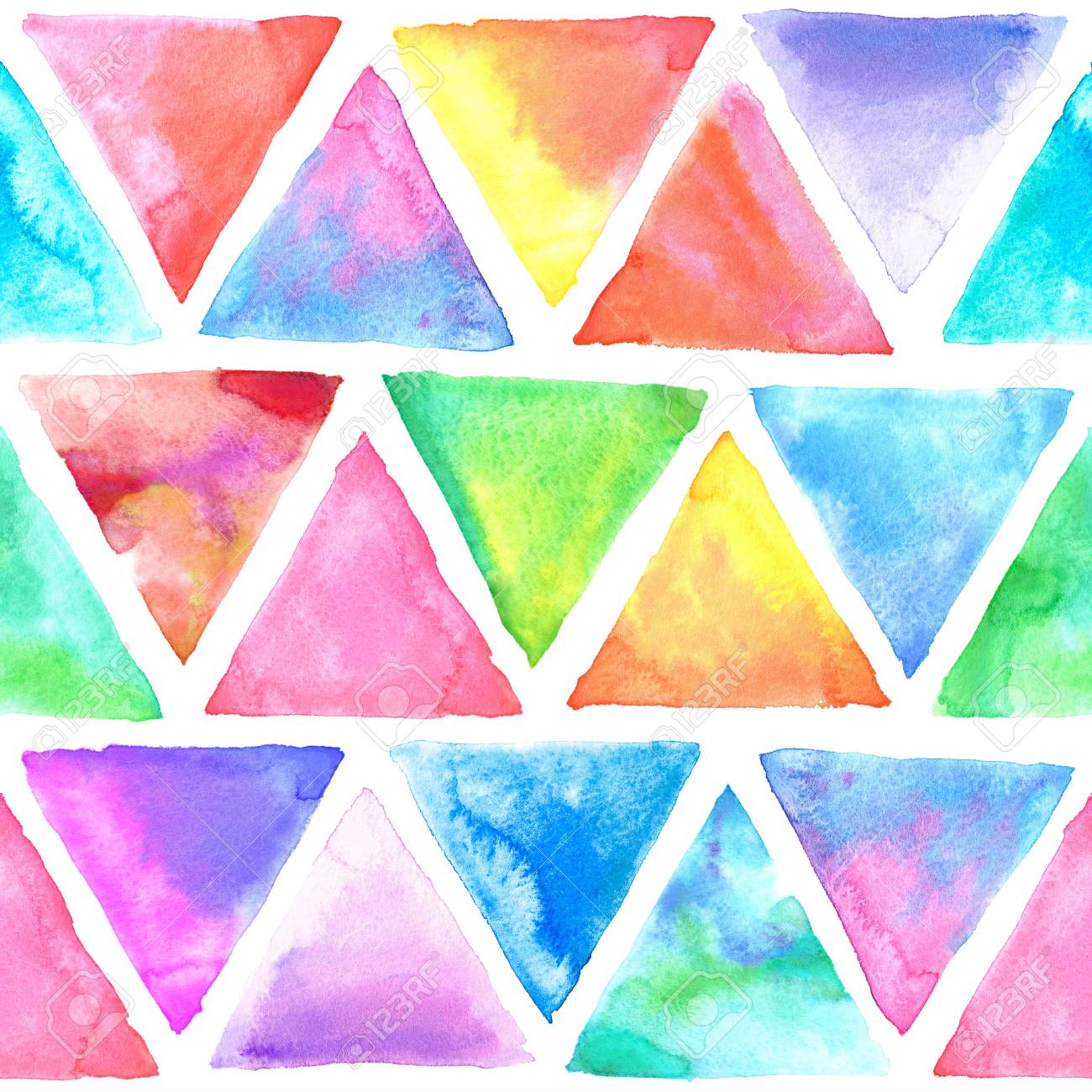 水彩 抽象画 虹色の絵 幾何学図形 アブストラクト